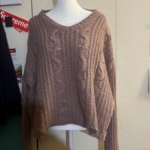 Rue21 V-Neck Cable Knit Sweater - Tan